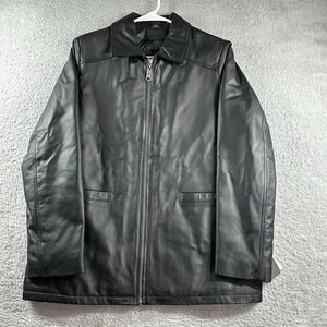 Columbia Leather Jacket Mens Medium Black Quilt Lined NWT 100% Genuine‎ Leather